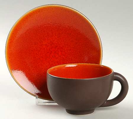 Tourron Orange Flat Demitasse Cup & Saucer Set
