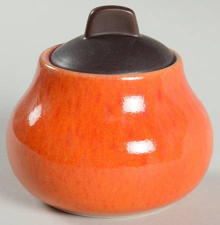 Tourron Orange Sugar Bowl & Lid
