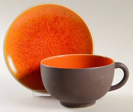Tourron Orange Jumbo Cup & Saucer Set