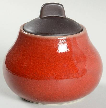 Tourron Cerise (Cherry, Dark Red) Sugar Bowl & Lid