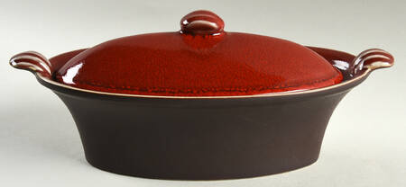Tourron Cerise (Cherry, Dark Red) 1 Quart Oval Covered Casserole