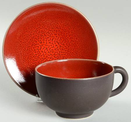Tourron Cerise (Cherry, Dark Red) Jumbo Cup & Saucer Set
