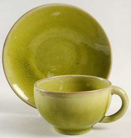 Tanga Tilleul Avocado Green Flat Cup & Saucer Set