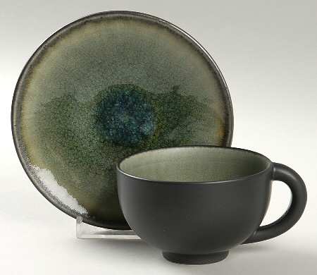 Samoa Vert (Green) Flat Demitasse Cup & Saucer Set