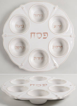 Berry and Thread Whitewash Passover Seder Plate