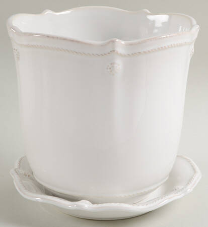 Berry and Thread Whitewash 7" Flower Pot & Underplate