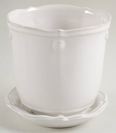 Berry and Thread Whitewash 5" Flower Pot & Underplate