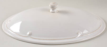 Berry and Thread Whitewash Lid for 3 Qt Oval Covered Casserole