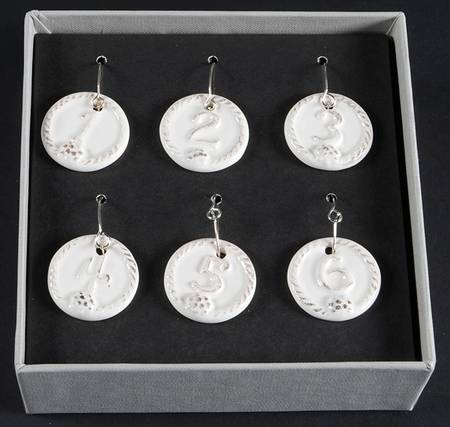 Berry and Thread Whitewash Wine Markers (Box Set of 6)