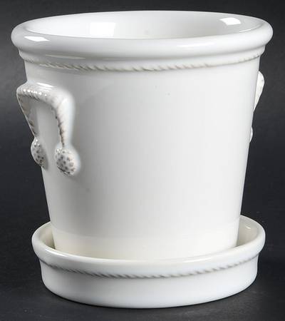 Berry and Thread Whitewash 4" Flower Pot with Underplate