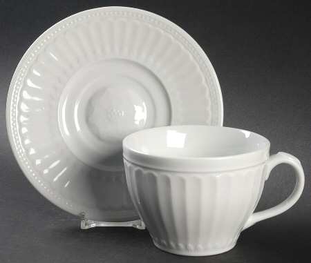 Coventry White Flat Cup & Saucer Set