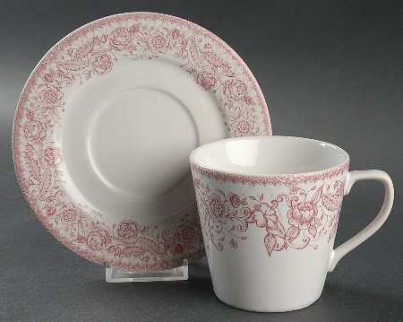 Petite Rose Red Flat Cup & Saucer Set