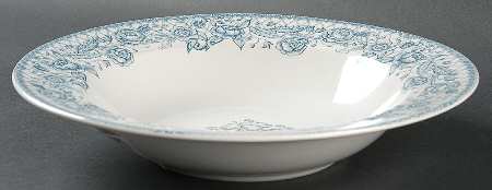 Petite Rose Blue Large Rim Soup Bowl