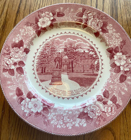 Williamsburg Virginia Red Dinner Plate