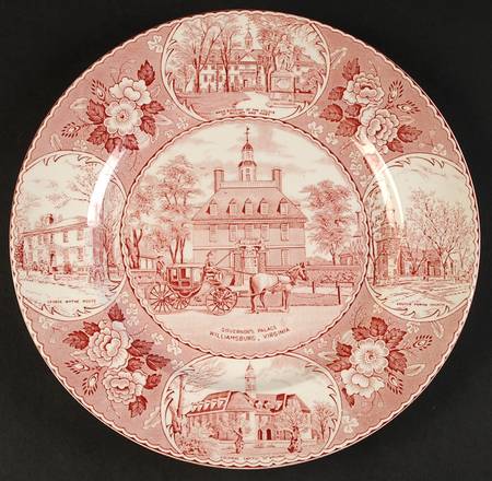 Williamsburg Virginia Red Dinner Plate