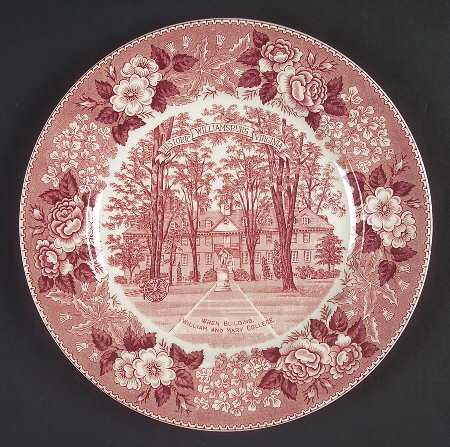 Williamsburg Virginia Red Dinner Plate