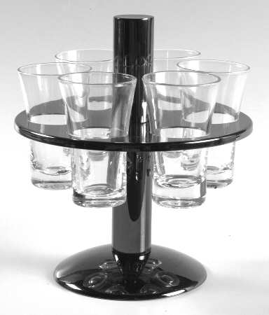 South Beach Shot Glass Set-6 Glasses W/Metal Stand