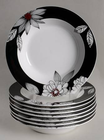 Claret Large Rim Soup Bowl - Set of 8