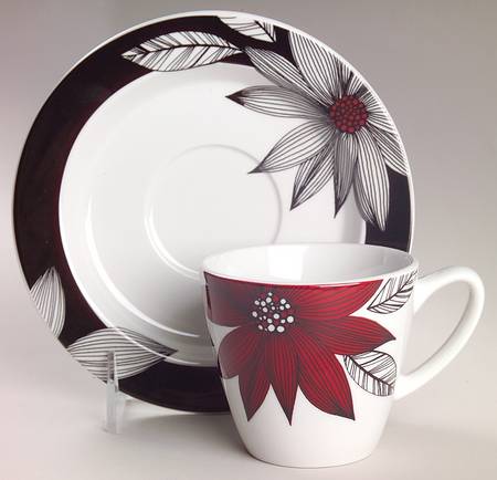 Claret Flat Cup & Saucer Set