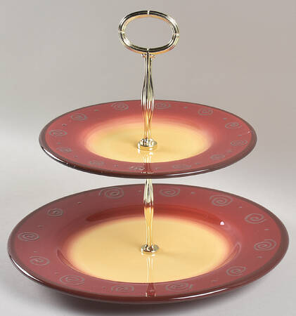 Carmen Cinnamon 6 5/8"-10"  2 Tiered Serving Tray (Dp, Sp) HC