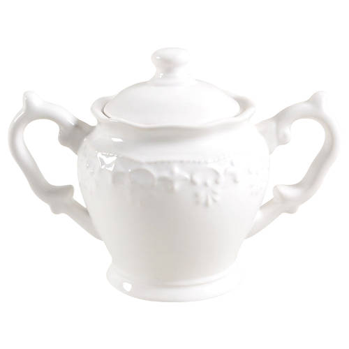 Lace White Sugar Bowl & Lid