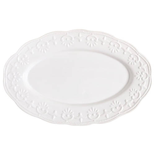 Lace White 14" Oval Serving Platter