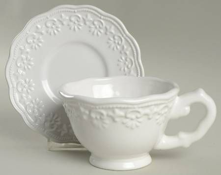 Lace White Footed Cup & Saucer Set