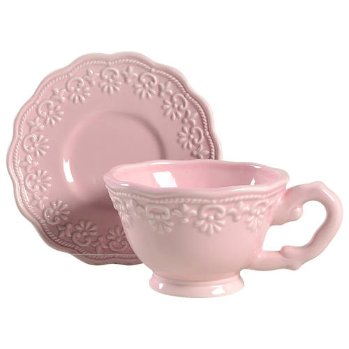 Lace Pink Footed Cup & Saucer Set