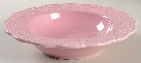 Lace Pink Large Rim Soup Bowl