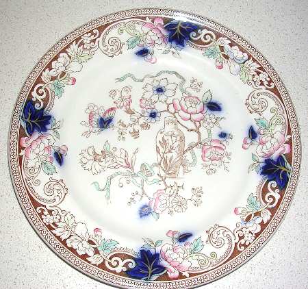 Sutherland Japan (Pink and Cobalt, Tan Vase) Luncheon Plate