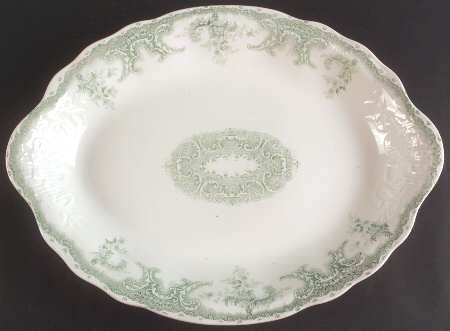 Savannah Green (No Gold Trim) 18" Oval Serving Platter