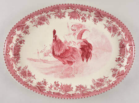 William James Farm Yard Red 16" Oval Serving Platter