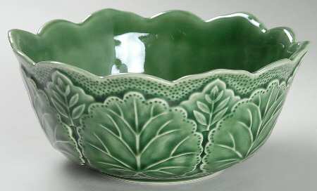 Green Leaf Majolica Soup/Cereal Bowl