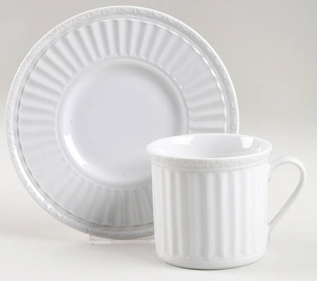 Italiana White Flat Cup & Saucer Set