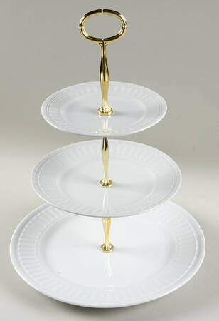 Italiana White 13 7/8"-14 1/4" 3-Tiered Serving Tray(DP,SP,BB) HC