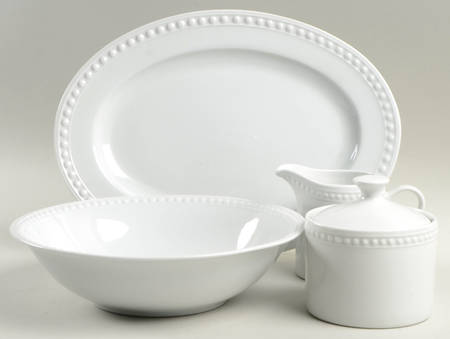 Elegant Pearl White 5 Piece Hostess Set