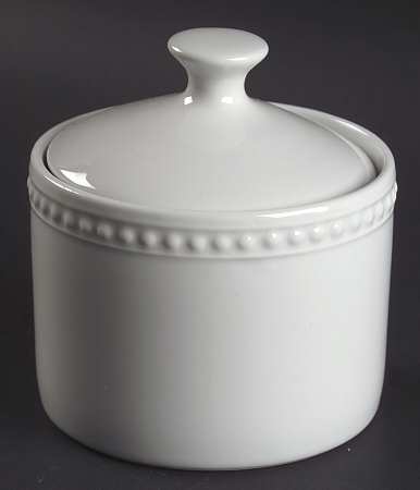 Elegant Pearl White Sugar Bowl & Lid