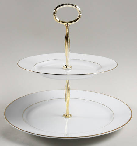 Gold Band 6 5/8"-10"  2 Tiered Serving Tray (Dp, Sp) HC
