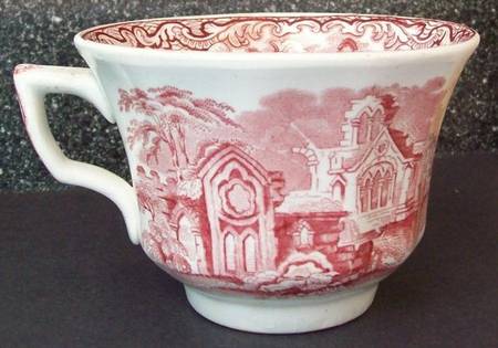 Abbey Red (Transferware, Scallop) Footed Cup