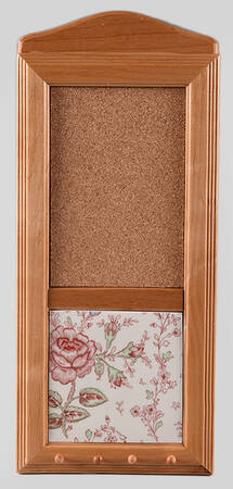 Rose Chintz Pink ("England 1883" Stamp) 15" Natural Wood Memo Board/Key Rack  HC