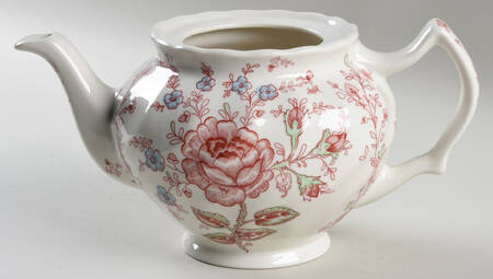 Rose Chintz Pink ("England 1883" Stamp) Teapot No Lid