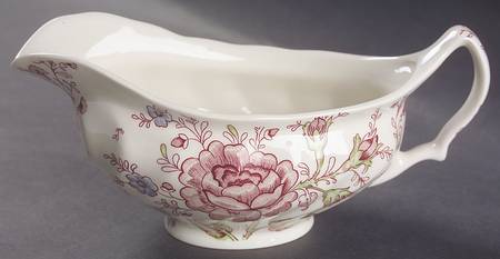 Rose Chintz Pink ("England 1883" Stamp) Gravy Boat