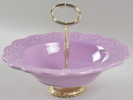 Lace Lilac 6"-7" Handled Footed Nut Dish HC