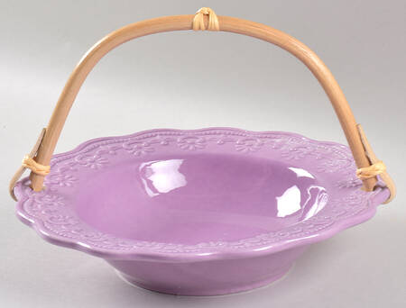 Lace Lilac 7''-7 1/4'' Basket W/Bamboo Handle HC
