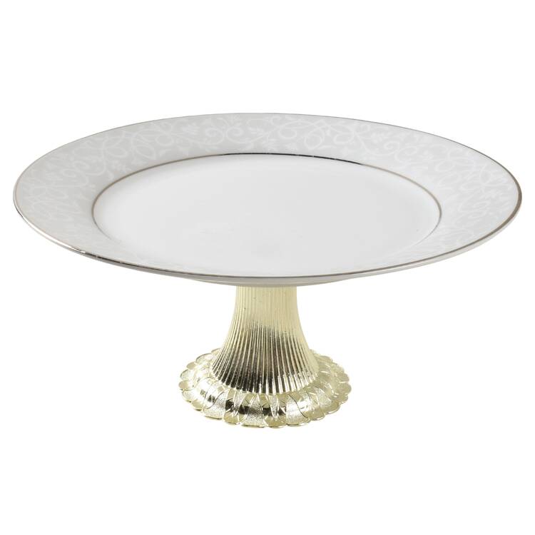 Chambour Silver Cake Stand with 4"-5" Metal Pedestal  Hc
