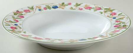 Raspberry Rose Large Rim Soup Bowl