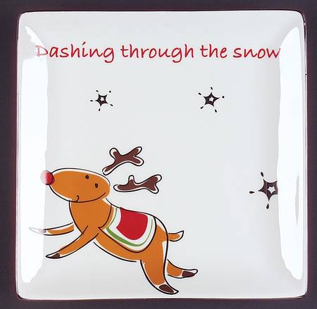 Modern Snowman Square Salad Plate