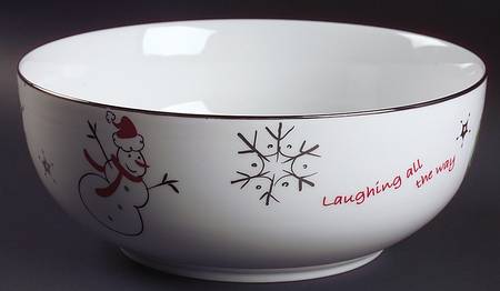 Modern Snowman 10" Large Salad Serving Bowl