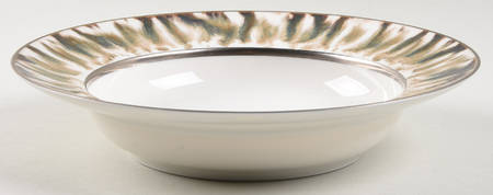 Cream Scale (Platinum Trim) Rim Soup Bowl