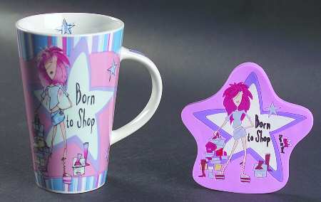 Girls Born To Shop Mug & Coaster Set